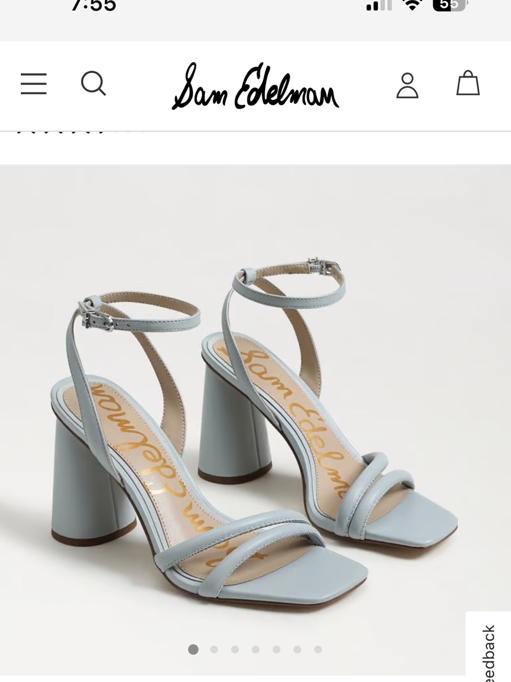 Sam Edelman Ankle-Strap Block Heel Sandals in Light Blue
